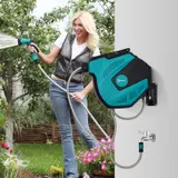 DURHAND Wandschlauchbox Schlauchtrommel 15 m mit Multibrause 180° schwenkbar Frostschutz -5 bis 45 °C Kunststoff Grün Schwarz   Aosom.de – Bild 3