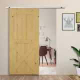 HOMCOM Schiebetürbeschlag Türbreite bis 93 cm Edelstahl Schiebetürsystem   Aosom – Bild 3