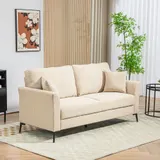 HOMCOM 2 Sitzer Sofa, Couch mit Leinenoptik, Metallbeine, Polstersofa, Gepolsterter Doppelsofa für Wohnzimmer, Schlafzimmer, 179 x 80 x 89 cm, Beige   Aosom – Bild 3