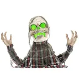 HOMCOM 70cm Halloween Dekoration Skelett Halbkörper Figur mit LED-Lichter, Soundfunktion, Haustür Deko mit verstellbare Arme, Halloween Horror Ornamente für Halloween Party   Aosom – Bild 1