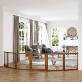 PawHut Absperrgitter Hund 6-teilig, 432 x 70 cm Faltbar Türschutzgitter mit 2 Stützfüßen, Freistehend Hundegitter, Treppengitter für mittelgroße Hunde, für Flur, Treppe, Kaffee   Aosom – Bild 3