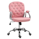 Vinsetto Bürostuhl Chefsessel ergonomisch gepolsterte Rückenlehne, Rosa, PU, 59,5 x 60,5 95-105 cm   Aosom – Bild 1