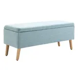 HOMCOM Sitzbank Hellgrün Polsterbank mit Stauraum 110x39x45cm aus leinenartigem Polyester und Gummiholz im skandinavischen Design   Aosom.de – Bild 1