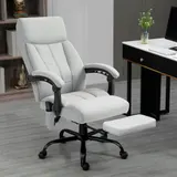 Vinsetto Massage Bürostuhl mit Liegefunktion ergonomischer Schreibtischstuhl höhenverstellbar Chefsessel mit Fußstütze Hellgrau für Büro & Homeoffice   Aosom.de – Bild 3