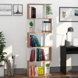 HOMCOM Bücherregal S-förmig Ausstellungsregal Standregal Büroregal 5-stöckiger moderner Raumteiler Spanplatte Weiß 60 x 24 x 184,5 cm   Aosom – Bild 3