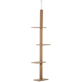 PawHut Höhenverstellbarer Kratzbaum Kletterbaum für Katzen Spielbaum Hellbraun 43x27x228-260cm für aktives Spielen & Entspannen   Aosom.de – Bild 1
