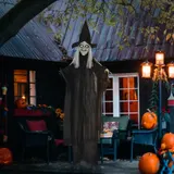HOMCOM 183cm Halloween Dekoration Halloween-Hexe mit LED-Lichter, Soundfunktion, Haustür Deko mit verstellbare Arme, Garten Dekofigur in Lebensgröße für Party   Aosom – Bild 3