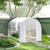 Outsunny Gewächshaus 3 x 2 x 2 m Foliengewächshaus mit 4 Fenster & Tür, Aufrollbar Seitenwänden, UV-beständiger Folientunnel Tomatenhaus mit verzinkten Stahlrahmen, Weiß   Aosom – Bild 3