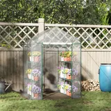 Outsunny Foliengewächshaus  Begehbares Gartenhäuschen Tomatengewächshaus mit 6 Regalen, Transparent Stahl PVC, für Garten  Aosom – Bild 3