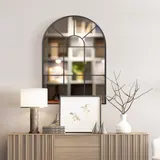 HOMCOM Bogenfenster Wandspiegel 91x60cm mit Metallrahmen aus Glas für Wohnzimmer Schlafzimmer Esszimmer Flur in Schwarz   Aosom.de – Bild 3
