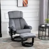 HOMCOM Massagesessel Fernsehsessel Relaxsessel mit Liegefunktion Sessel mit Hocker Massagefunktion samtartiges Polyester Grau 76 x 80 x 102 cm   Aosom – Bild 3