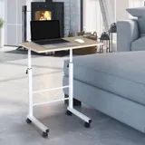 HOMCOM Beistelltisch höhenverstellbar Couchtisch mobil mit Rädern & Bremsen, C-Tisch aus Spanplatte & Stahl, vielseitig einsetzbar   Aosom.de – Bild 3