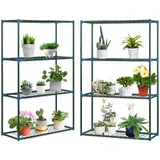 Outsunny Pflanzenregal 2er Set  4 Etagen Blumentopfhalter für Balkon/Garten, Stahl, Grün, 70x27x110cm  Aosom – Bild 1