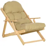 HOMCOM Relaxsessel Klappbar Polstersessel, Ruhesessel, Relaxstuhl, Esszimmerstuhl mit Leinenoptik für Wohnzimmer, Buchenholz, 71 x 89 x 96 cm Braun   Aosom – Bild 1