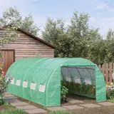 Outsunny Foliengewächshaus Polytunnel 6x3x2m mit UV-Schutz, begehbar, aufrollbare Abdeckungen aus Stahlrohr, grün   Aosom.de – Bild 3