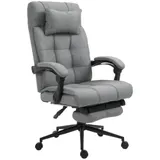 Vinsetto Bürostuhl mit Fußstütze, ergonomisch, höhenverstellbarer Drehstuhl mit Kopfkissen, bis 120 kg Belastkeitig, Grau   Aosom.de – Bild 1