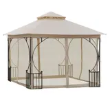 Outsunny Gartenzelt, 295 x 295 x 275 cm, mit Doppeldach, Moskitonetz, 8 Ösen am Dachrand, gute Luftzirkulation, Polyester, Beige + Schwarz  Aoso – Bild 1