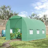 Outsunny Foliengewächshaus Tomatengewächshaus mit Fenster 445x190x200cm Treibhaus Folientunnel in Grün für Pflanzenzucht im Garten   Aosom.de – Bild 3