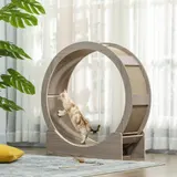 PawHut Katzenlaufrad Laufrad für Katzen 91 cm mit Bremse, Kratzbrett, Katzenrad für gesunde Bewegung, Entspannung, Walnuss   Aosom – Bild 3