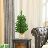 HOMCOM Weihnachtsbaum Tisch 0,6 m kleiner Christbaum Kunsttanne 70 Zweige Leinen PVC Zement Grün Ø35 x 60 cm für festliche Dekoration   Aosom.de – Bild 3