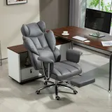 HOMCOM Bürostuhl mit Liegefunktion, ergonomisch Schreibtischstuhl, höhenverstellbar Drehstuhl mit Fußstütze, gepolstert, bis 120 kg belastbar, für Büro, Arbeitszimmer, Dunkelgrau   Aosom – Bild 3