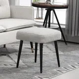HOMCOM Fußhocker Sitzhocker quadratisch mit Kaschmir-Optik, Fußstütze mit Stahlbeinen, ideal für Wohnzimmer & Schlafzimmer, hellgrau   Aosom.de – Bild 3