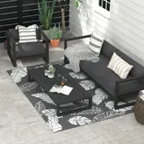 Outsunny Outdoor-Teppich wetterfester Kunststoffteppich 182x274cm doppelseitiges Design für Balkon Terrasse Grau Weiß   Aosom.de – Bild 3