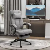 Vinsetto Bürostuhl mit Fußstütze, ergonomisch, höhenverstellbarer Drehstuhl mit Kopfkissen, bis 120 kg Belastkeitig, Grau   Aosom.de – Bild 3