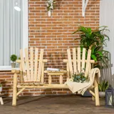 Outsunny Gartenbank mit Tisch, Gartenmöbel, Sitzbank, 2 Stühle, Massivholz, Natur, 157 x 88 x 103 cm   Aosom – Bild 3