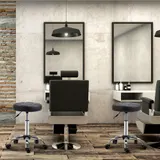 HOMCOM 2er-Set Salonhocker Rollhocker Drehhocker höhenverstellbar mit Rädern Kunstleder Schwarz Ø35,5x48-63cm für Friseursalons & Kosmetikstudios   Aosom.de – Bild 3