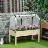 Outsunny Hochbeet Frühbeet 121x55x117 cm aus Tannenholz mit schützender Folie und Entwässerungslöchern, wasserdicht für Garten & Balkon in Naturfarbe   Aosom.de – Bild 3