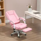 Vinsetto Bürostuhl Schreibtischstuhl Fußstütze Liegefunktion Rollen höhenverstellbar Kunstleder Rosa   Aosom – Bild 3