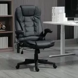 HOMCOM Bürostuhl Chefsessel Drehstuhl mit Massagefunktion, hohe Rückenlehne, Kunstleder, für Büro & Home Office, Schwarz   Aosom – Bild 3