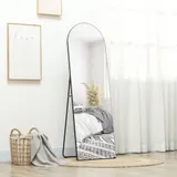 HOMCOM Ganzkörperspiegel, 150 x 50 cm Wandspiegel mit Ständer, Bogen-Design, Standspiegel mit Splitterschutzfolie, für Wohnzimmer, Schlafzimmer, Schwarz   Aosom – Bild 3