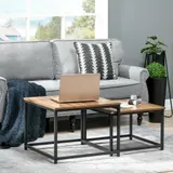 HOMCOM Couchtisch 2er-Set Beistelltisch im Industriedesign Wohnzimmertisch mit Holzoptik und Stahl in Natur   Aosom.de – Bild 3