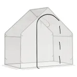 Outsunny Gewächshaus, 180 x 100 x 168 cm Foliengewächshaus mit Rolltür, Treibhaus, Tomatenhaus mit Obenfenster, PE-Gitterfolie, Winterfest Pflanzenhaus für Garten, Balkon, Weiß   Aosom – Bild 1