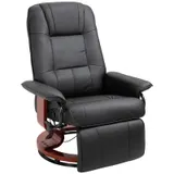 HOMCOM Relaxsessel Fernsehsessel Liegesessel mit Fußstütze aus Kunstleder 360° Drehstuhl Holzfuß Schwarz 145° neigbar 78 x 87 x 100 cm   Aosom – Bild 1