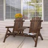 Outsunny Gartenbank mit Tisch, Gartenmöbel Set, Sitzbank mit 2 Stühlen, Massivholz, Braun, 157 x 88 x 103 cm, ideal für Terrasse & Garten   Aosom.de – Bild 3