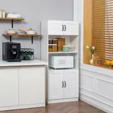 HOMCOM Küchenschrank Küchenbuffet Hochschrank mit 2 Regalen und 2 Schränken mit verstellbaren Regalböden Mikrowellenregal Anti-Kipp-Gurt   Aosom – Bild 3