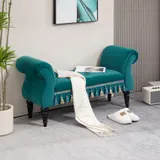 HOMCOM Luxus Sitzbank Polsterbank mit Samtoptik 117 x 40 x 58 cm für Wohnzimmer Schlafzimmer Grau stilvoll & bequem   Aosom.de – Bild 3