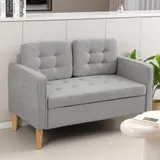 HOMCOM 2 Sitzer Sofa, Couch mit Stauraum, Gepolsterter Polstersofa, Doppelsofa mit Samtoptik für Wohnzimmer, Schlafzimmer, 117x 62 x 78 cm  Aosom – Bild 3