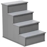 PawHut Haustiertreppe 4-stufige Hundetreppe Katzentreppe Einstiegshilfe mit rutschfester Matte Haustierleiter für Auto Bett Sofa Grau 40 x 59 x 54,2 cm   Aosom – Bild 1