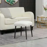 HOMCOM Fußhocker quadratischer Sitzhocker Schminkhocker Kaschmir-Optik mit Stahlbeinen für Wohnzimmer Schlafzimmer Creme 42x42x47cm   Aosom.de – Bild 3