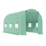 Outsunny Foliengewächshaus Tomatengewächshaus mit Fenster 445x190x200cm Treibhaus Folientunnel in Grün für Pflanzenzucht im Garten   Aosom.de – Bild 1