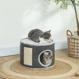 PawHut Kratztonne, 30 cm Hoch Katzentonne mit Höhle, Kratzbaum, Katzenturm aus Sisal, für Katze bis 5 kg, Dunkelgrau   Aosom – Bild 3