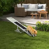 PawHut Hundewippe, Hunde Agility Wippe aus Holz, Rutschfest Hunde Agilitäts Rampe für Hunde unter 30 kg, für Balance, 180 x 30 x 30 cm Weiß   Aosom – Bild 3