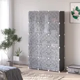 HOMCOM DIY Kleiderschrank Regalsystem mit 2 große und 9 kleinen Würfeln DIY-Würfelregal, Schuhregal, Aufbewahrungsregal für Büchern Spielzeug Schwarz 111 x 47 x 183 cm   Aosom – Bild 3