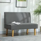 HOMCOM 2 Sitzer Sofa, Couch mit Cord-Optik, Holzbeine, Gepolsterter Polstersofa, Doppelsofa für Schlafzimmer, Wohnzimmer, 110 x 62 x 85 cm, Grau   Aosom – Bild 3