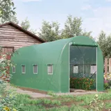 Outsunny Foliengewächshaus Tomatengewächshaus mit Fenster 500x200x210cm Folientunnel in Grün für Garten & Pflanzenzucht   Aosom.de – Bild 3
