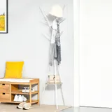 HOMCOM Garderobenständer Standgarderobe Kleiderständer Flurgarderobe Weiß Metall 45x45x180cm für Ordnung im Flur   Aosom.de – Bild 3